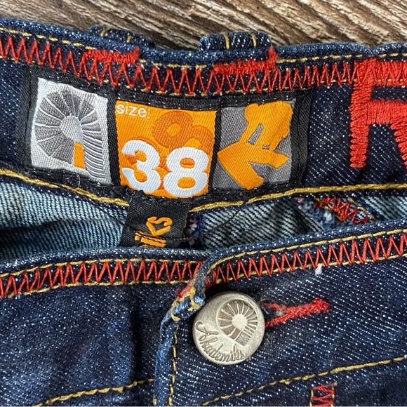 Akademiks Jeans Men 38x32 Aztec Baggy Y2K Dark Wash Embroidered Skater VTG Rare - Picture 5 of 14